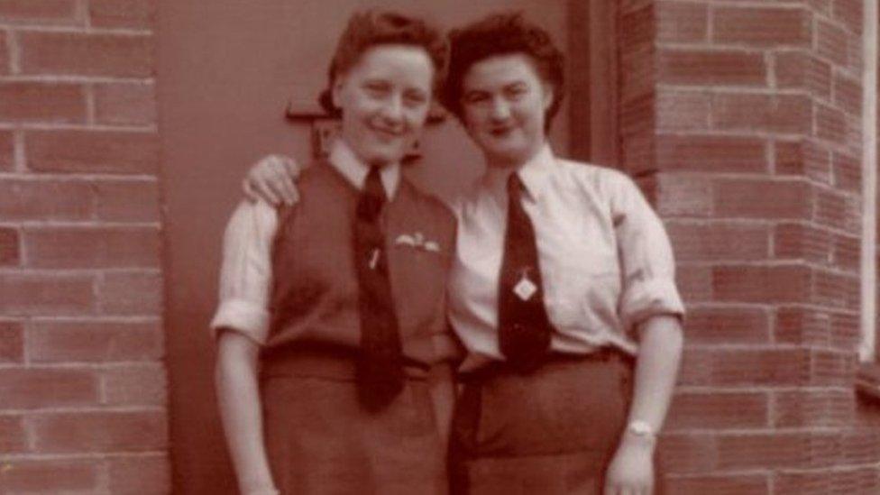 Eileen Pickering on the left with Joyce Edwards