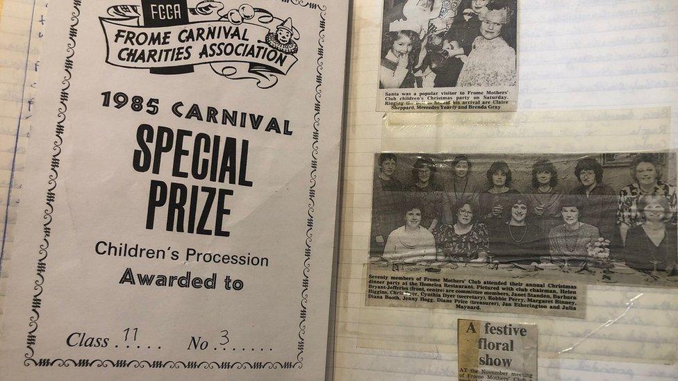 Newspaper cuttings of pictures of Frome Ladies Club