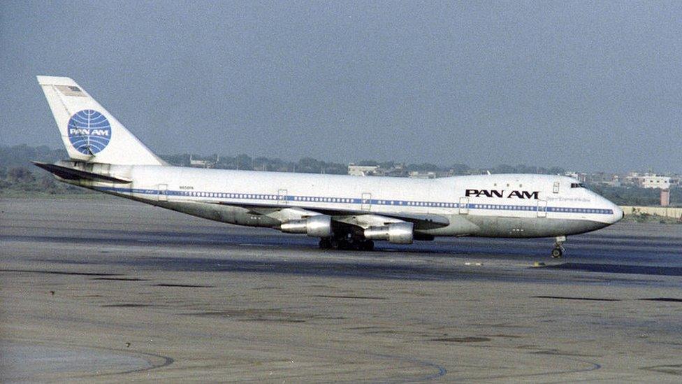 A photo from 6 September 1986 showing Pan Am flight 73 on the tarmac after the siege