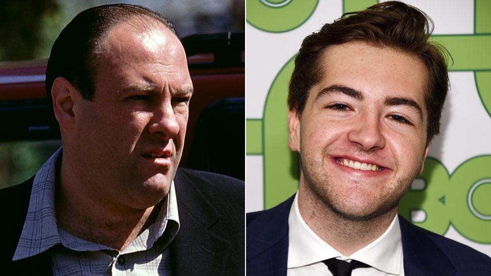 James Gandolfini as Tony Soprano and his son Michael