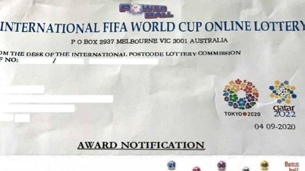 World Cup lottery letter