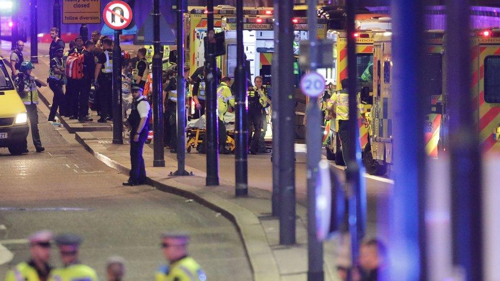 Emergency services helping the injured at London Bridge