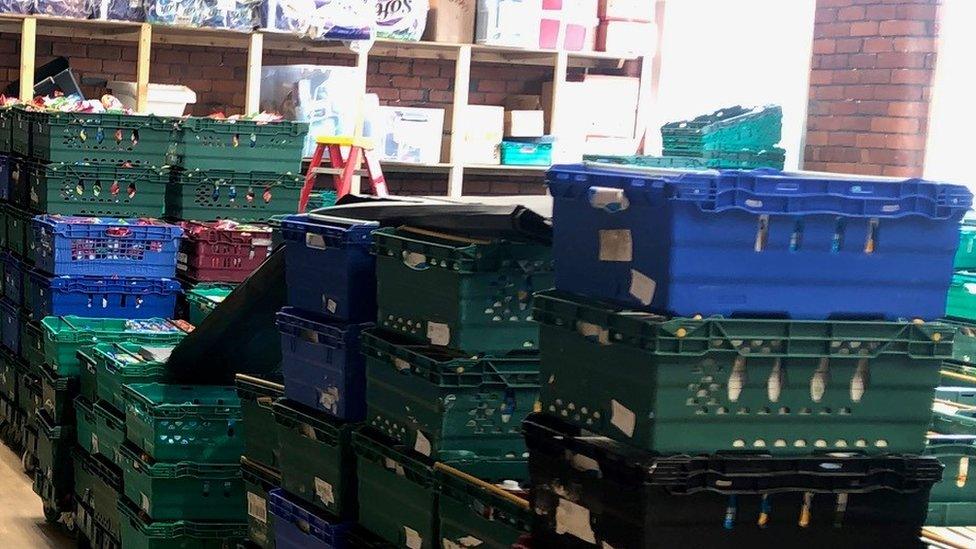 Crates at Bradford Central Food Bank