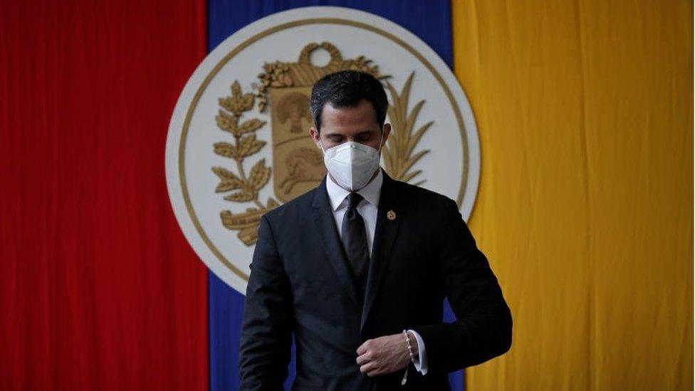 Venezuela's opposition leader Juan Guaido attends a session of Venezuela"s National Assembly at a public park in Caracas, Venezuela December 15, 2020.