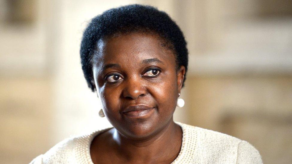 Italy's Integration Minister Cecile Kyenge poses as she arrives for a lunch at the French embassy in Rome on September 19, 2013