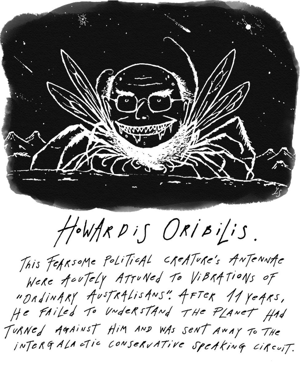 Howardis Oribilis: This fearsome political creature's antennae were acutely attuned to the vibrations of ordinary Australisans