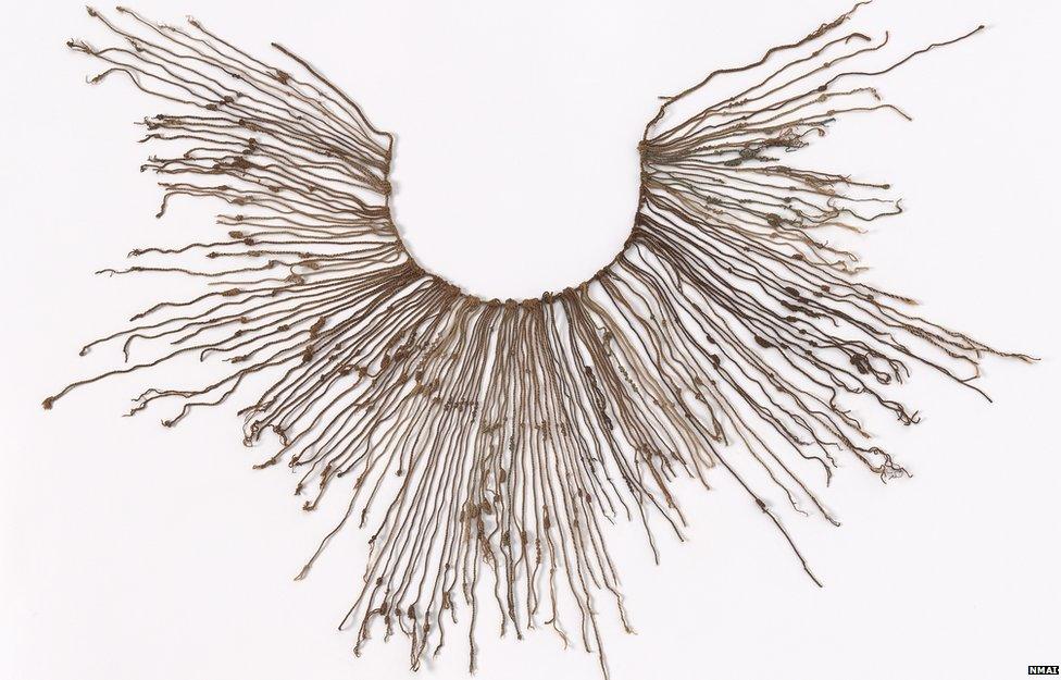 Khipu were Inka recording devices made of wool or cotton strings knotted in various ways and sometimes dyed different colors