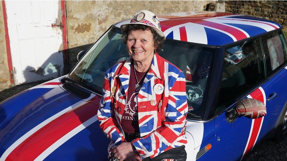 Anita Atkinson and her union jack decorated car