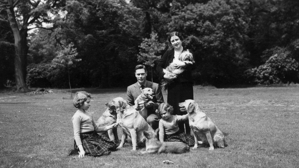 Queen Elizabeth, Princess Elizabeth, King George VI (1895 - 1952) and Princess Margaret Rose