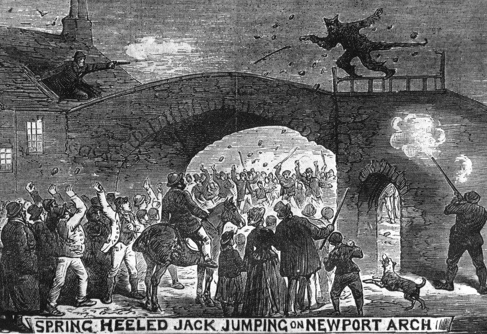 Victorian newspaper drawing of Spring Heeled Jack