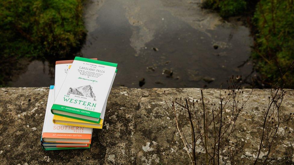 A set of Wainwright's Pictorial Guide to the Lakeland Fells books