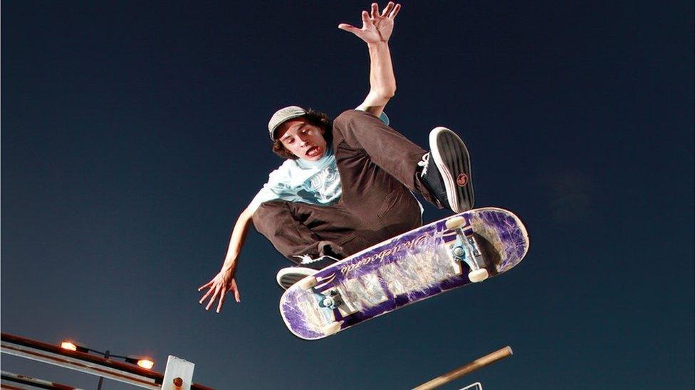 Skateboarder jumping