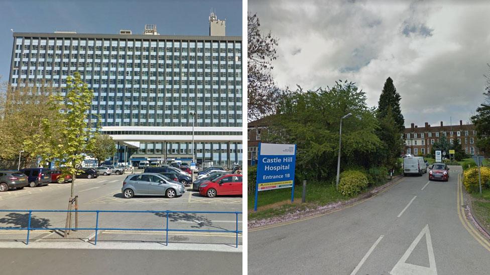 Hull Royal Infirmary (L) and Castle Hill Hospital (R)