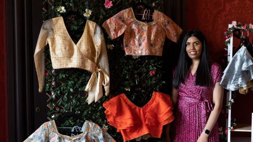 Hemal Gokani with her range of blouses