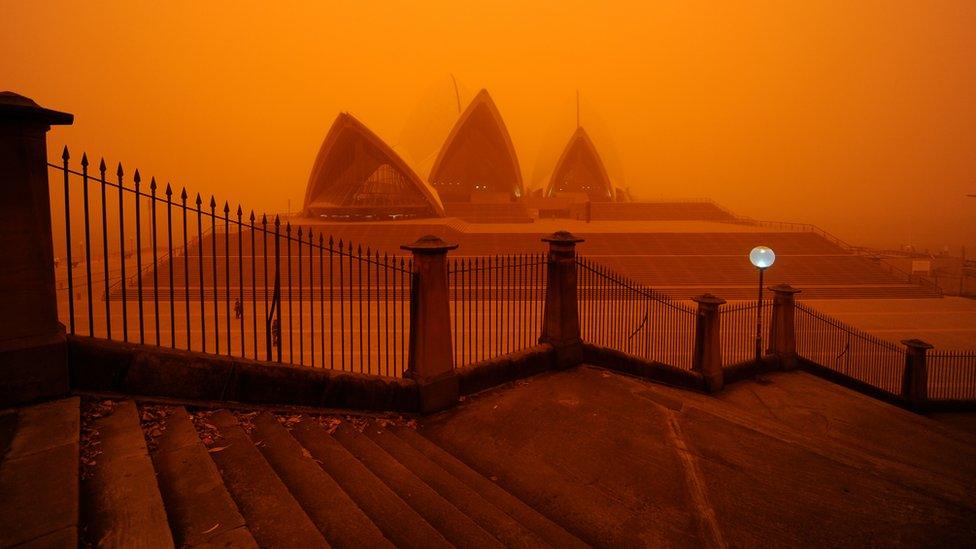 Sydney with orange sky