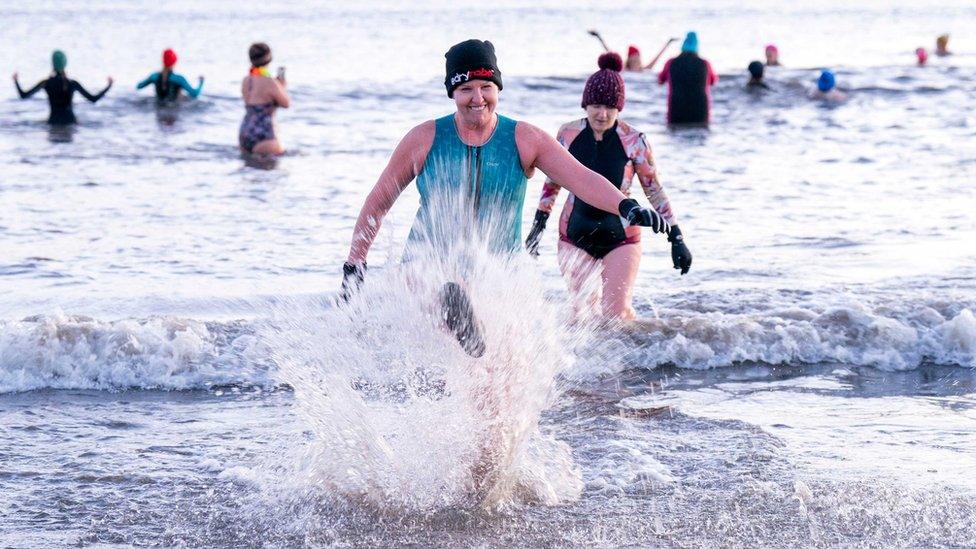 sunrise swim at Portobello Beach