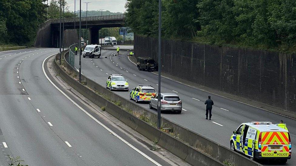 scene of crash on M4