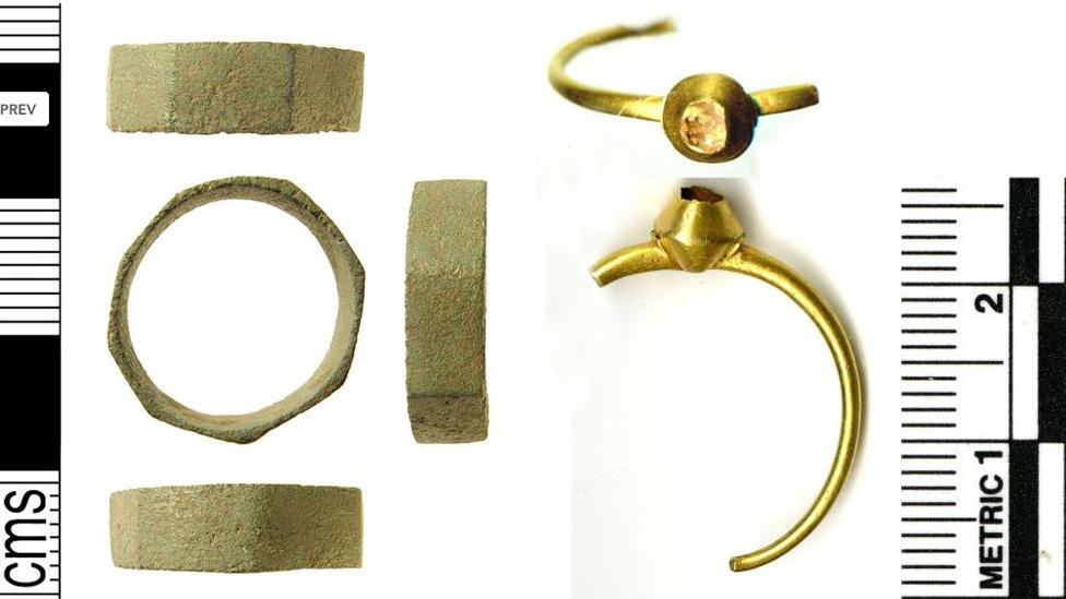 Roman ring (left), medieval ring (right)