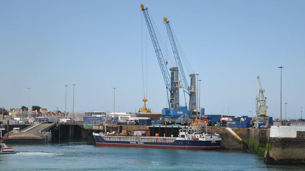 Ship being loaded.