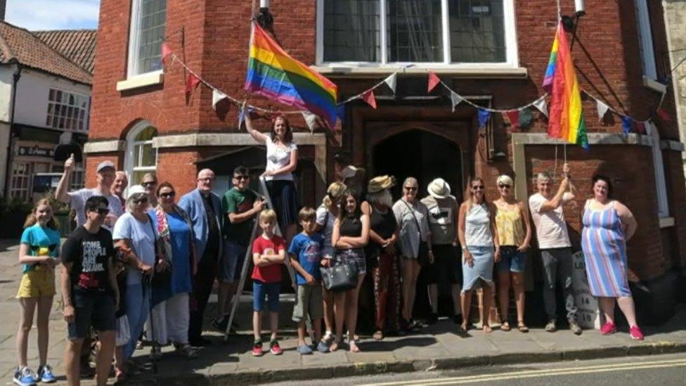 The Pride flag at Beccles town hall