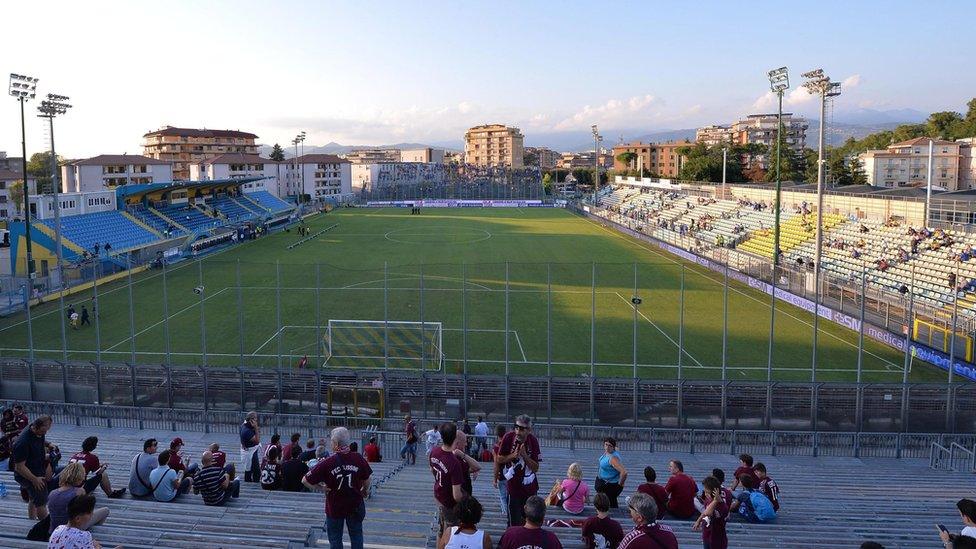 A view of Stadio Matusa and the surrounding apartment blocks