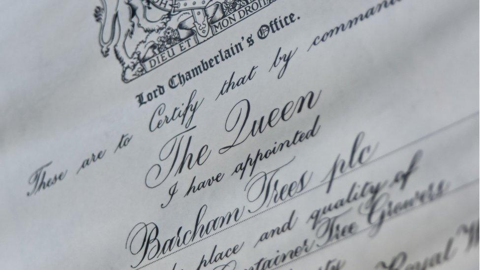 The company also has a royal warrant to provide trees to the Prince of Wales.