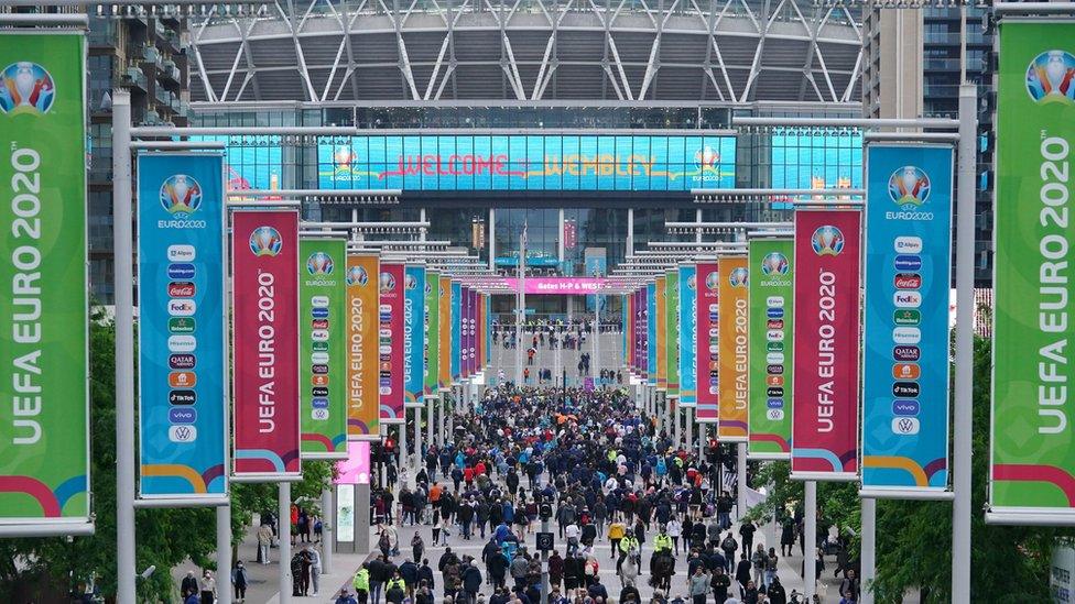 Fans outside Wembley