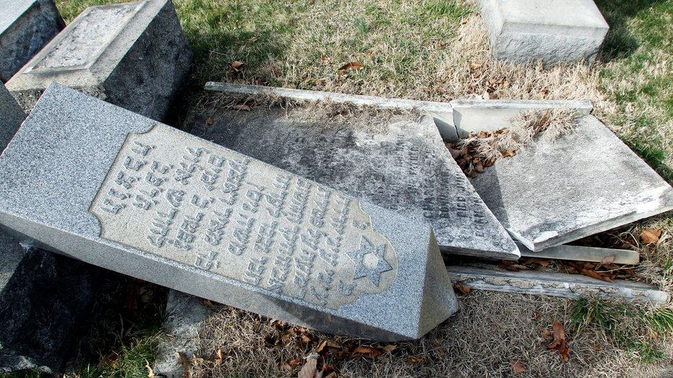 Damaged headstone