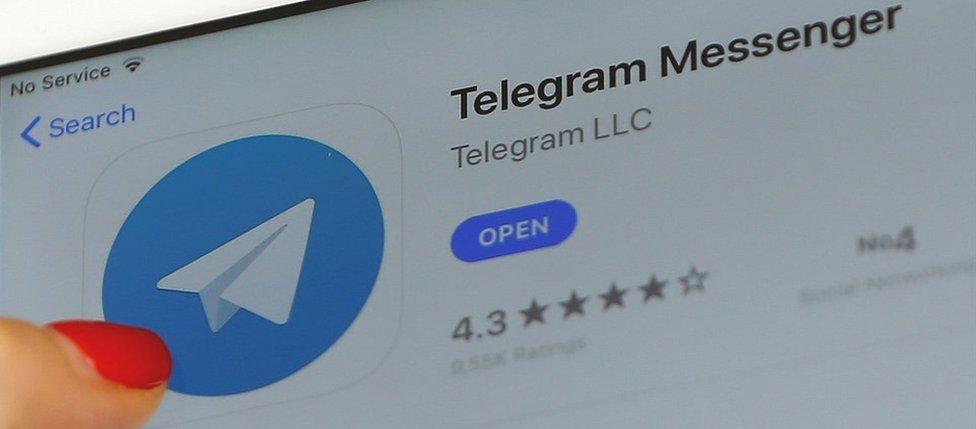 Telegram app on mobile phone, file pic