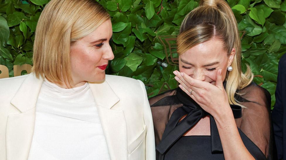 Greta Gerwig and Margot Robbie at the Gotham Awards