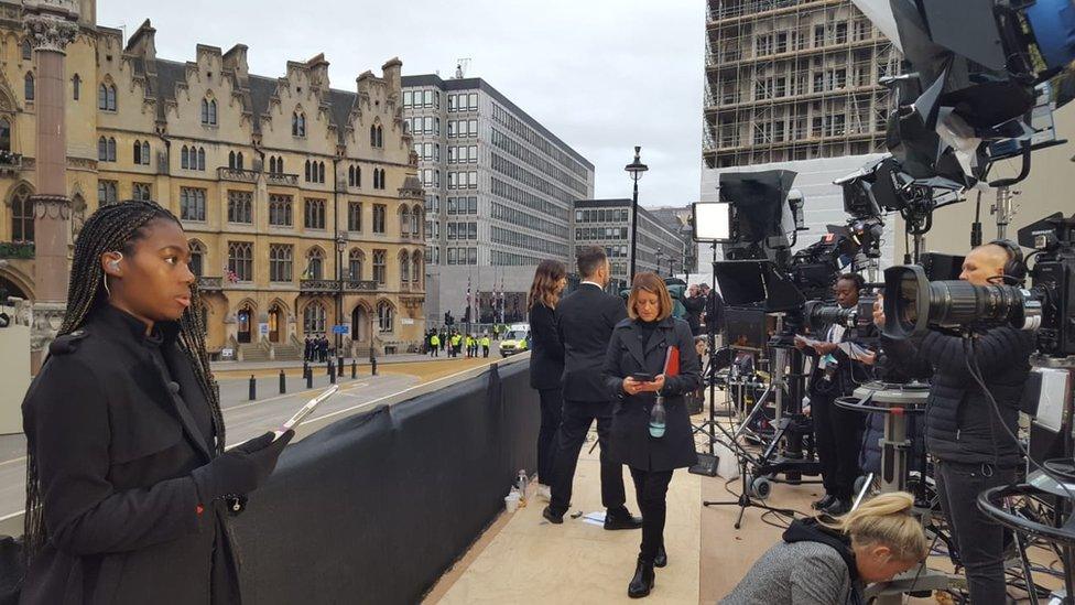 Shanequa reporting outside Westminster Abbey this morning