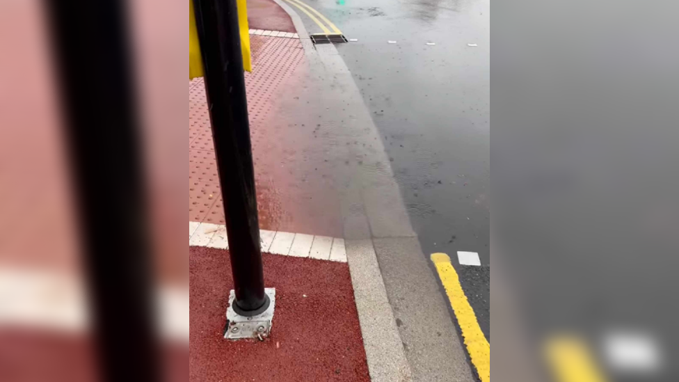 A photo of a flooded crossing