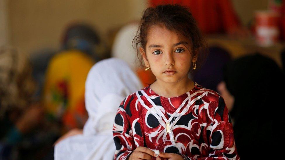 An Iraqi girl who fled fighting in Falluja