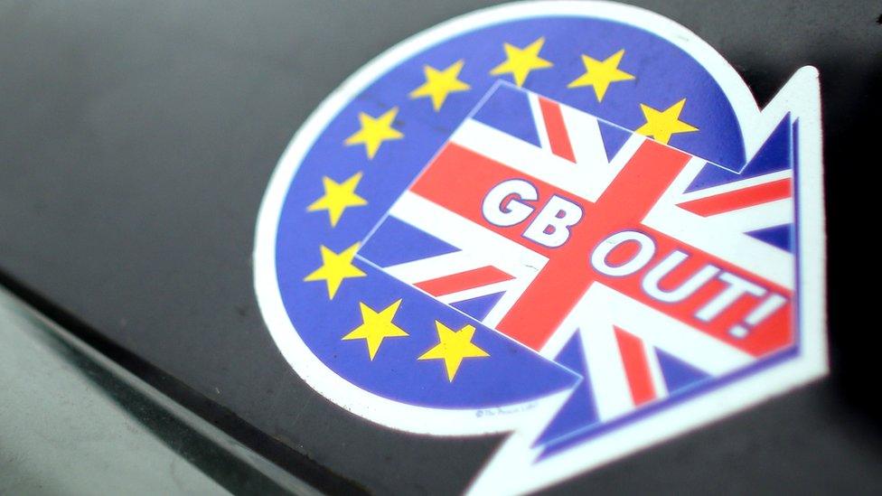 UKIP anti-EU sticker on car, 2013