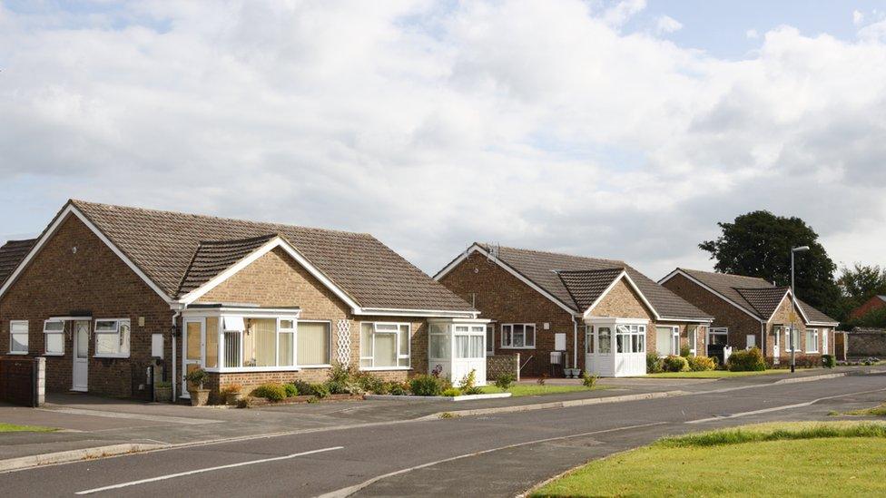 Street full of bungalows, somewhere in Britain