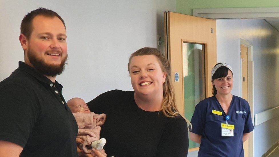 Tayla Menear and Shane Rumbles with baby Lilly