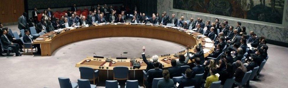 The United Nations Security Council unanimously approves sanctions against North Korea at the UN headquarters in New York (02 March 2016)