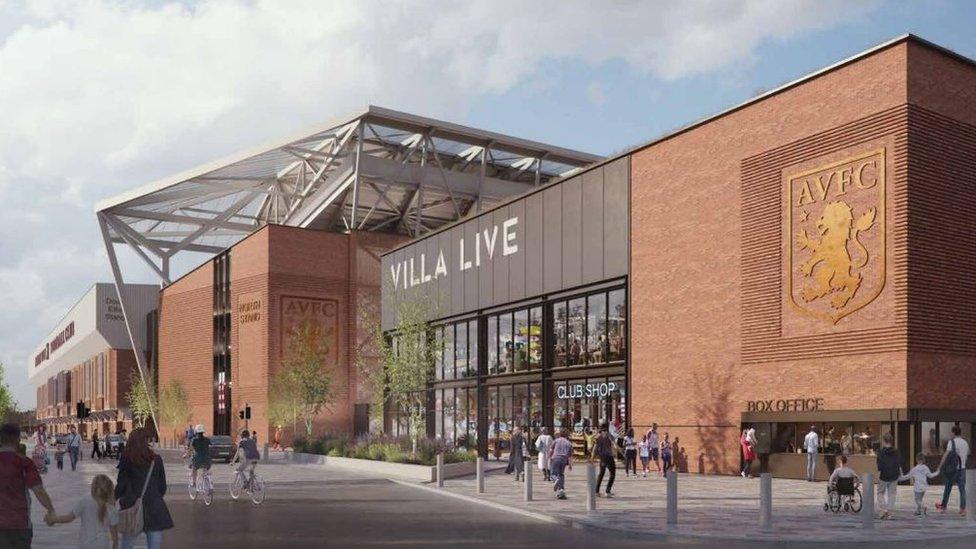 Villa Park redevelopment Witton Lane approach and the new North Stand