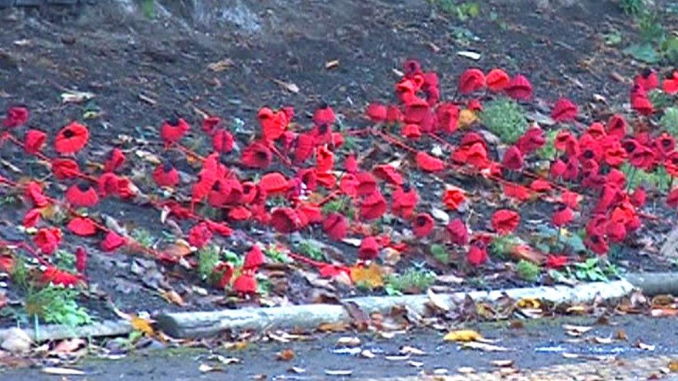 Knitted poppies