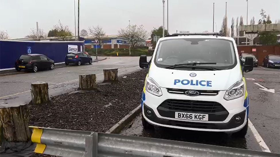 Police van at RTC site