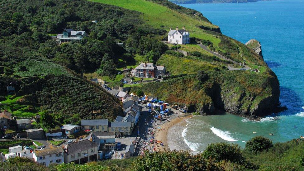 A view over the beach at Llangrannog, Ceredigion