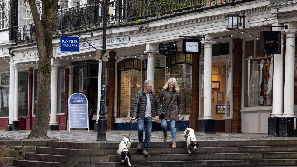 Couple walking their dogs in Tunbridge Wells