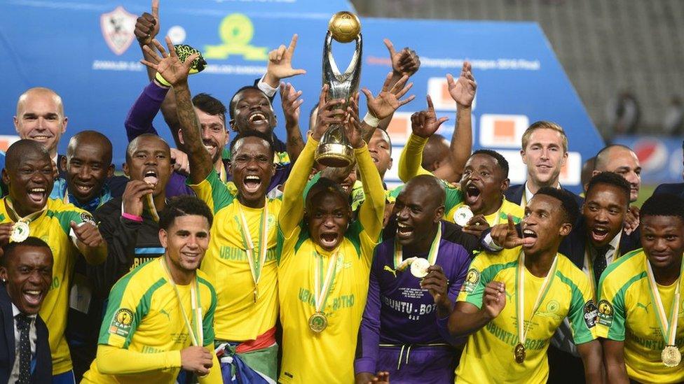 Mamelodi Sundowns lift the 2016 African Champions League trophy