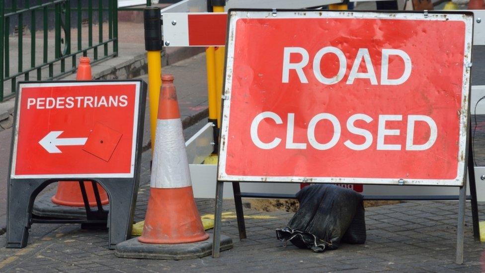 Road closed sign