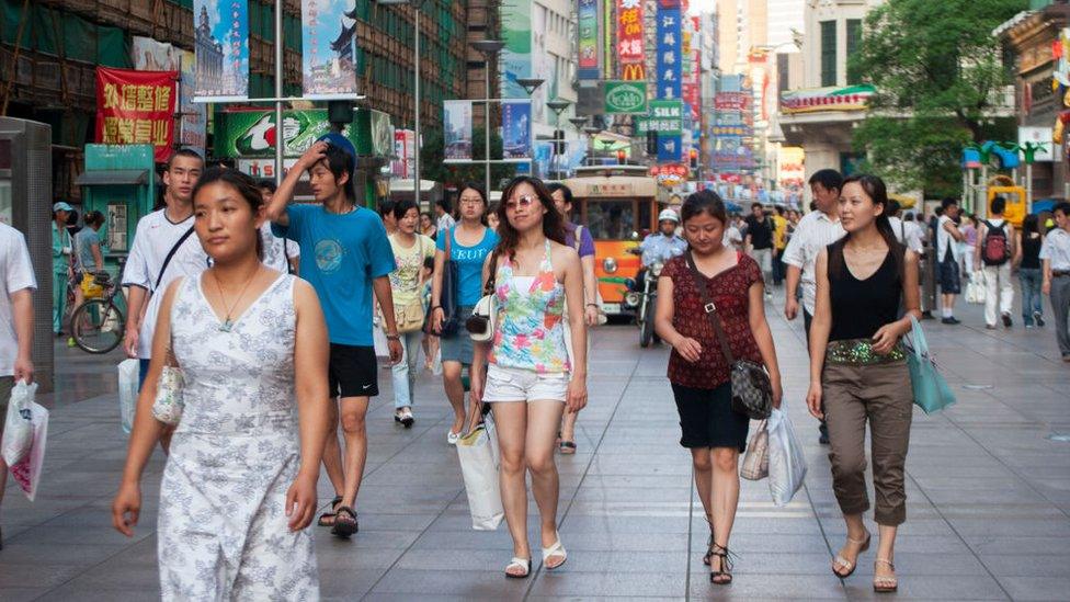 shoppers in Shanghai