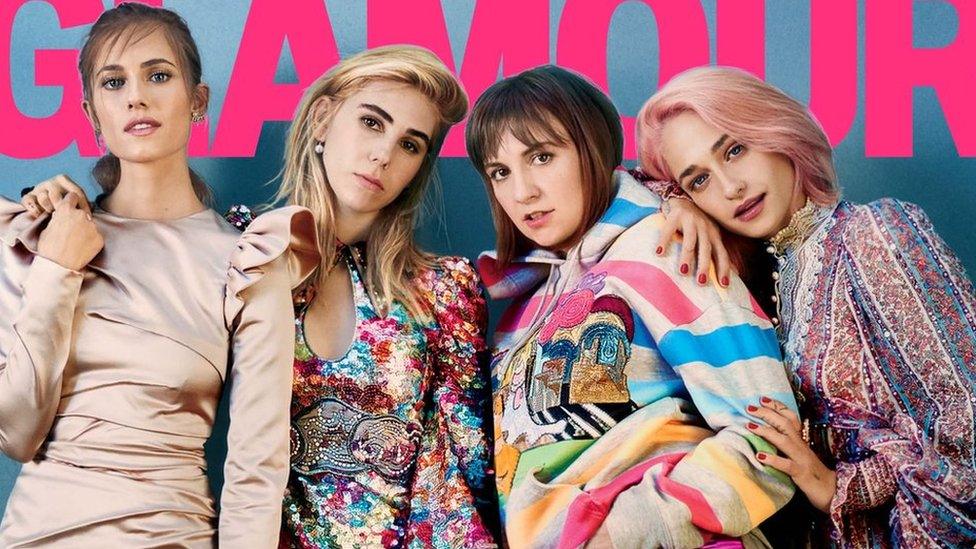 Glamour Magazine cover featuring Lena Dunham and the cast of Girls