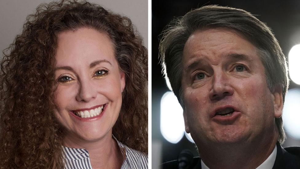 Composite image of Julie Swetnick and Brett Kavanaugh