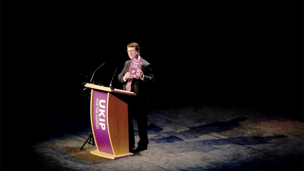 Gerard Batten speaking during UKIP's party conference