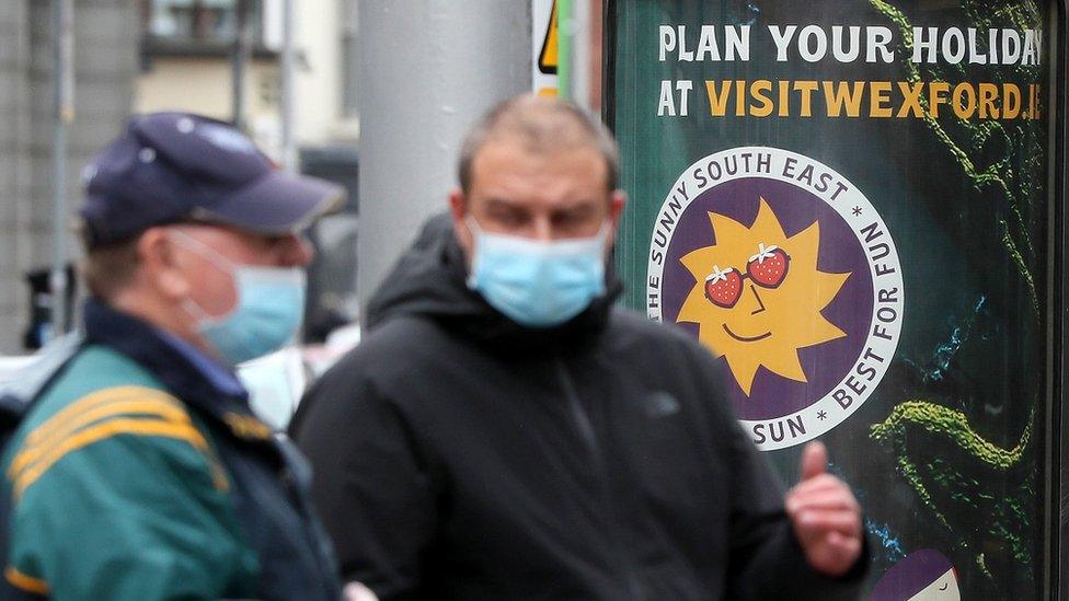 People wearing masks in Dublin