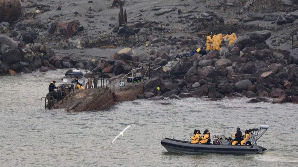 Rescuers on White Island